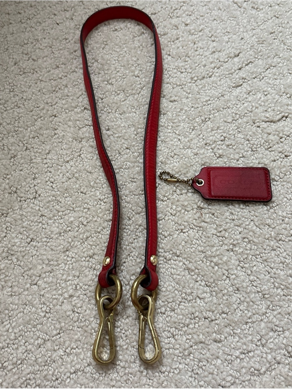 COACH Red Leather Strap with Gold Hardware and Hang tag